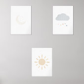 3ボーホムーン、雲、太陽のプリントのセット (正面)