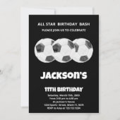 3ボールブラックサッカー誕生日招待状 招待状 (正面)