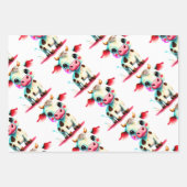 3ポインセチア、ジンジャーブレッドガール&かわいい牛 ラッピングペーパーシート (正面3)