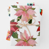 3ポインセチア、ジンジャーブレッドガール&かわいい牛 ラッピングペーパーシート (インサイチュ)