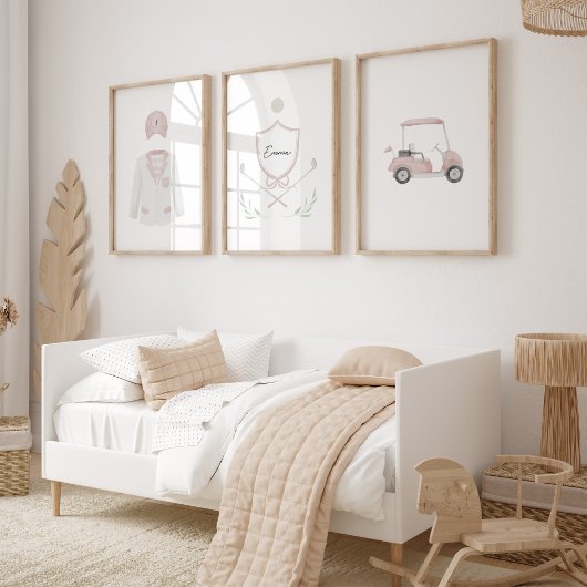 3ポスターのピンクガールズゴルフ名前をカスタムするセット