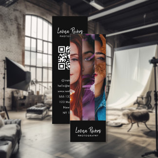 3ポートレートQRコードフォトグラファーBusiness Card スキニー名刺