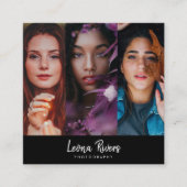 3ポートレートQRコードフォトグラファーBusiness Card スクエア名刺 (正面)