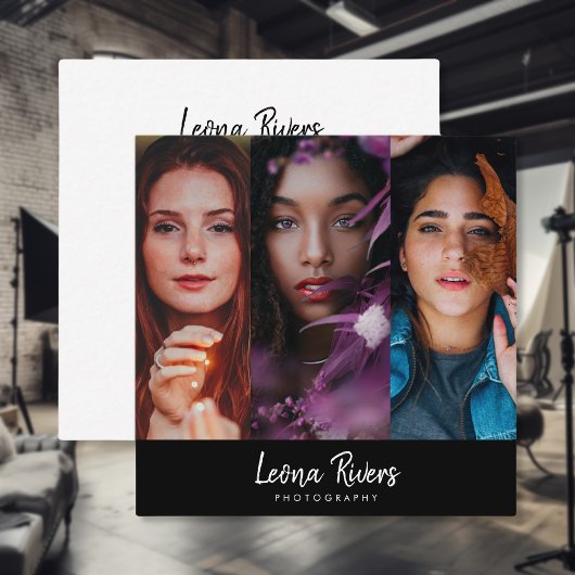 3ポートレートQRコードフォトグラファーBusiness Card スクエア名刺