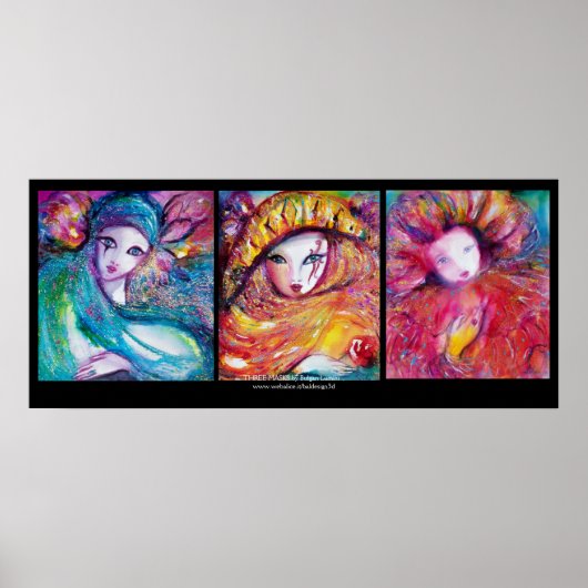 3マスク/ヴェネツィアカーニバル顔 ポスター (正面)