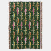 3マス、ブルックレインボーブラウン、フライフィッシング釣り釣り スローブランケット (正面縦)