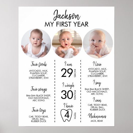 3ミニマルモダン写真初年度マイルストーン記号 ポスター (正面)