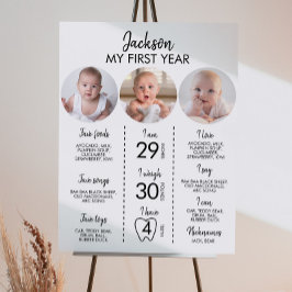 3ミニマルモダン写真初年度マイルストーン記号 ポスター