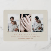 3ミニマル枚のフォト婚約フォイル発表 箔招待状 (正面)