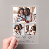 3ミニマル – 写真コラージュ結婚式の日付を保存 アクリル招待状 (インサイチュ (ポータブル))