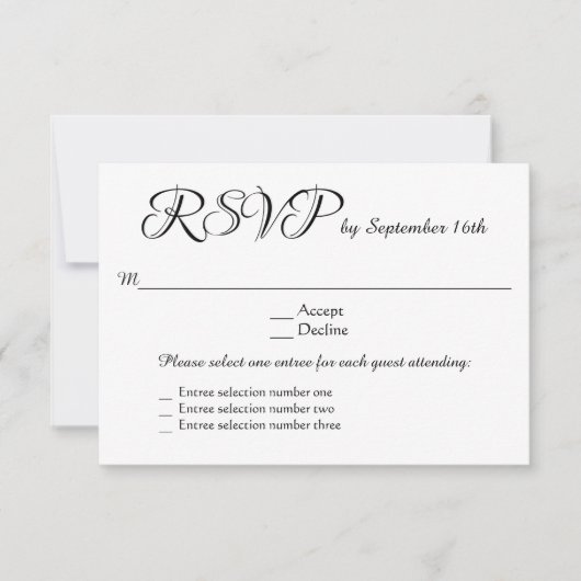 3メニュー選択肢ウェディングRSVP返信 出欠カード (正面)