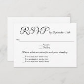 3メニュー選択肢ウェディングRSVP返信 出欠カード (正面/裏面)