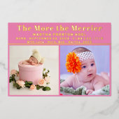 3メリー枚の写真新生児金ゴールド 箔シーズンカード (正面)