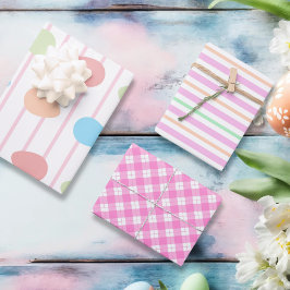 3モダンのピンクのファッションイースターセット ラッピングペーパーシート