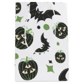 3モダンアイカボチャとこうもりハロウィン ミディアムペーパーバッグ (正面)