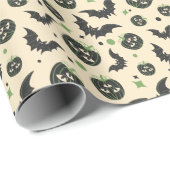 3モダンアイカボチャとこうもりハロウィン ラッピングペーパー (ロールコーナー)