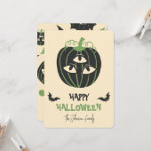 3モダンアイカボチャハッピーハローウィン名字 カード (正面/裏面インサイチュ)