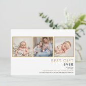 3モダンエレガント枚フォトコラージュ金ゴールド誕生 案内状 (スタンド正面)