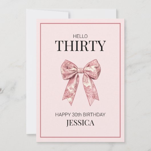 3モダンピンクボウエレガントハッピーバースデー カード (正面)