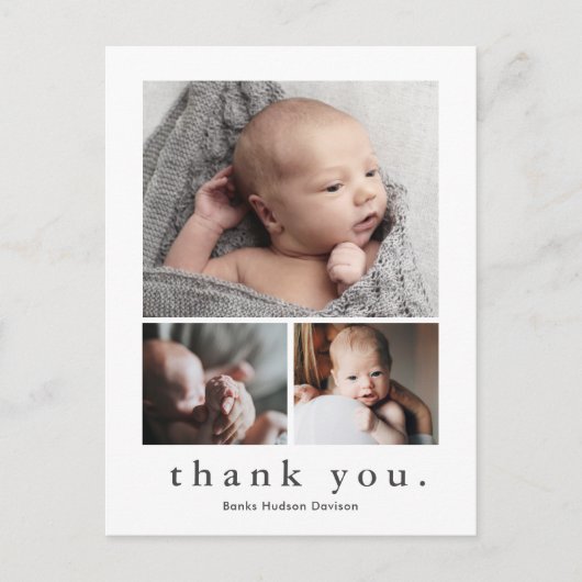 3モダンフォトコラージュベビーありがとう ポストカード (正面)