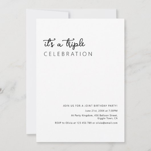 3モダンフォトコラージュ共同誕生日パーティー 招待状 (裏面)