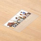 3モダンフォトコラージュ日付を保存結婚する アクリル招待状 (レイダウン)