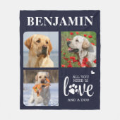 3モダンフォトコラージュ犬の愛人ペットパーソナライズされた フリースブランケット (正面)