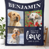 3モダンフォトコラージュ犬の愛人ペットパーソナライズされた フリースブランケット