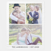 3モダンフォトコラージュ編集可能カラー フリースブランケット (正面)