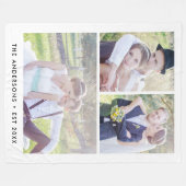 3モダンフォトコラージュ編集可能カラー フリースブランケット (正面(横))