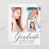 3モダンフォトコラージュ黒台卒業 ポストカード (正面/裏面)