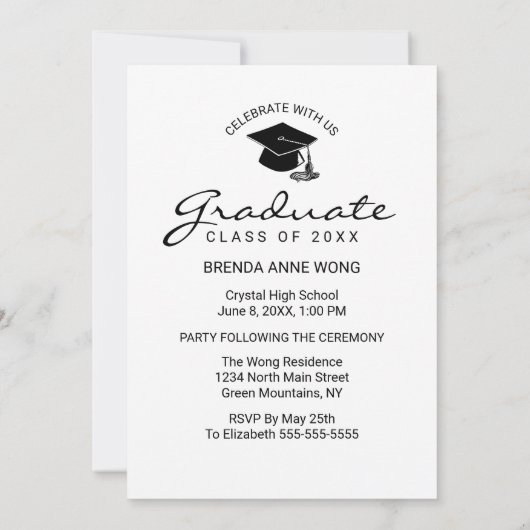 3モダンフォトコラージュ黒台卒業 案内状 (裏面)