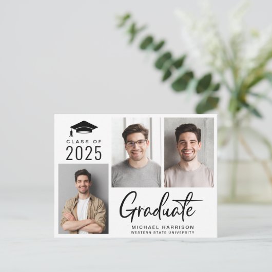 3モダンフォトスはっきりしたクリプト卒業 案内ポストカード (スタンド正面)