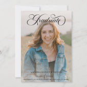 3モダンフォトスクリプトタイポグラフィ卒業 招待状 (正面)