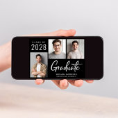 3モダンフォトブラック卒業パーティー 招待状