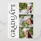 3モダンフォトブラック金ゴールド卒業パーティー 箔招待状 (正面)