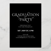 3モダンフォトブラック金ゴールド卒業パーティー 箔招待状 (裏面)
