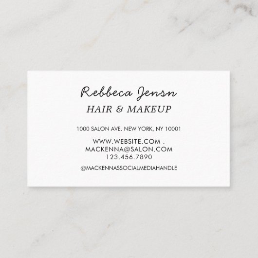 3モダンフォトヘアとメイクアップ白黒 名刺 (裏面)