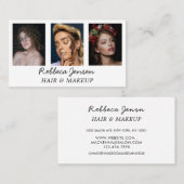 3モダンフォトヘアとメイクアップ白黒 名刺 (正面/裏面)