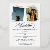 3モダンフォトホワイトスクリプトの卒業 箔招待状 (裏面)