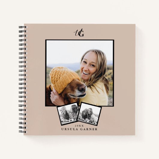 3モダンモノグラムのフォトノートブック ノートブック (正面)