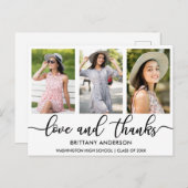 3モダン写真卒業の愛と感謝していBW 案内ポストカード (正面/裏面)