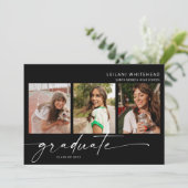 3モダン写真卒業パーティー黒 案内状 (スタンド正面)