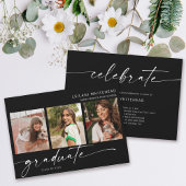 3モダン写真卒業パーティー黒 案内状