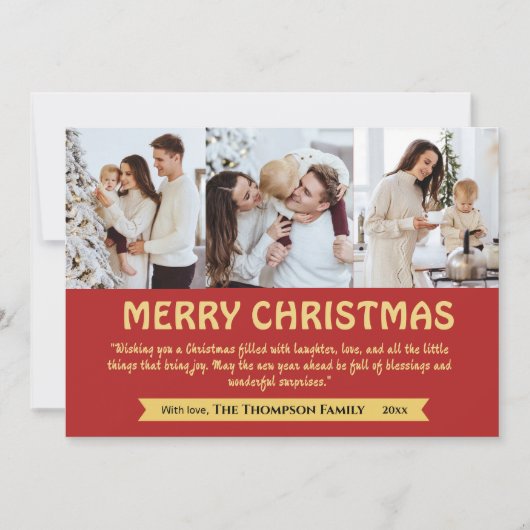 3モダン枚のコラージュかわいい赤いクリスマス シーズンカード (正面)