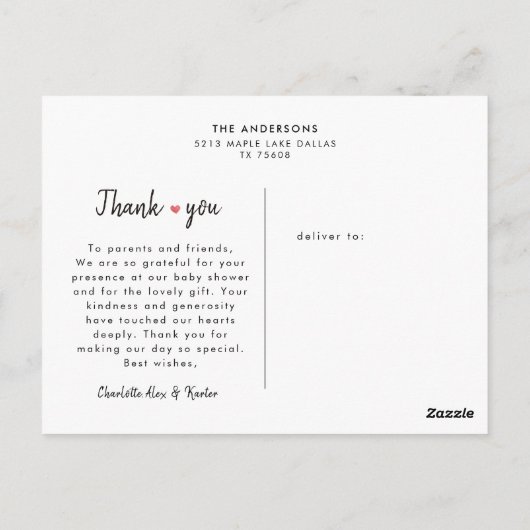 3モダン枚のコラージュ赤ちゃんシャワー ポストカード (裏面)