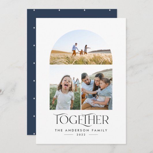 3モダン枚のフォトブルーアーチコットタイポグラフィ (正面/裏面)