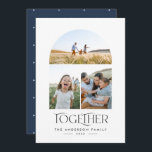 3モダン枚のフォトブルーアーチコットタイポグラフィ<br><div class="desc">モダントレンディーエレガント・ビーズ・タイポグラフィ・ブルー・クリスマスまたは感謝祭、数々の3枚のフォト・ホリデー・カード</div>