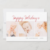 3モダン枚の写シンプル真を送るクリスマス シーズンカード (正面)