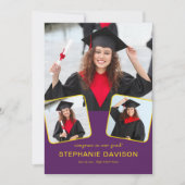 3モダン枚の写真おめでとうから2023年黄紫 案内状 (正面)